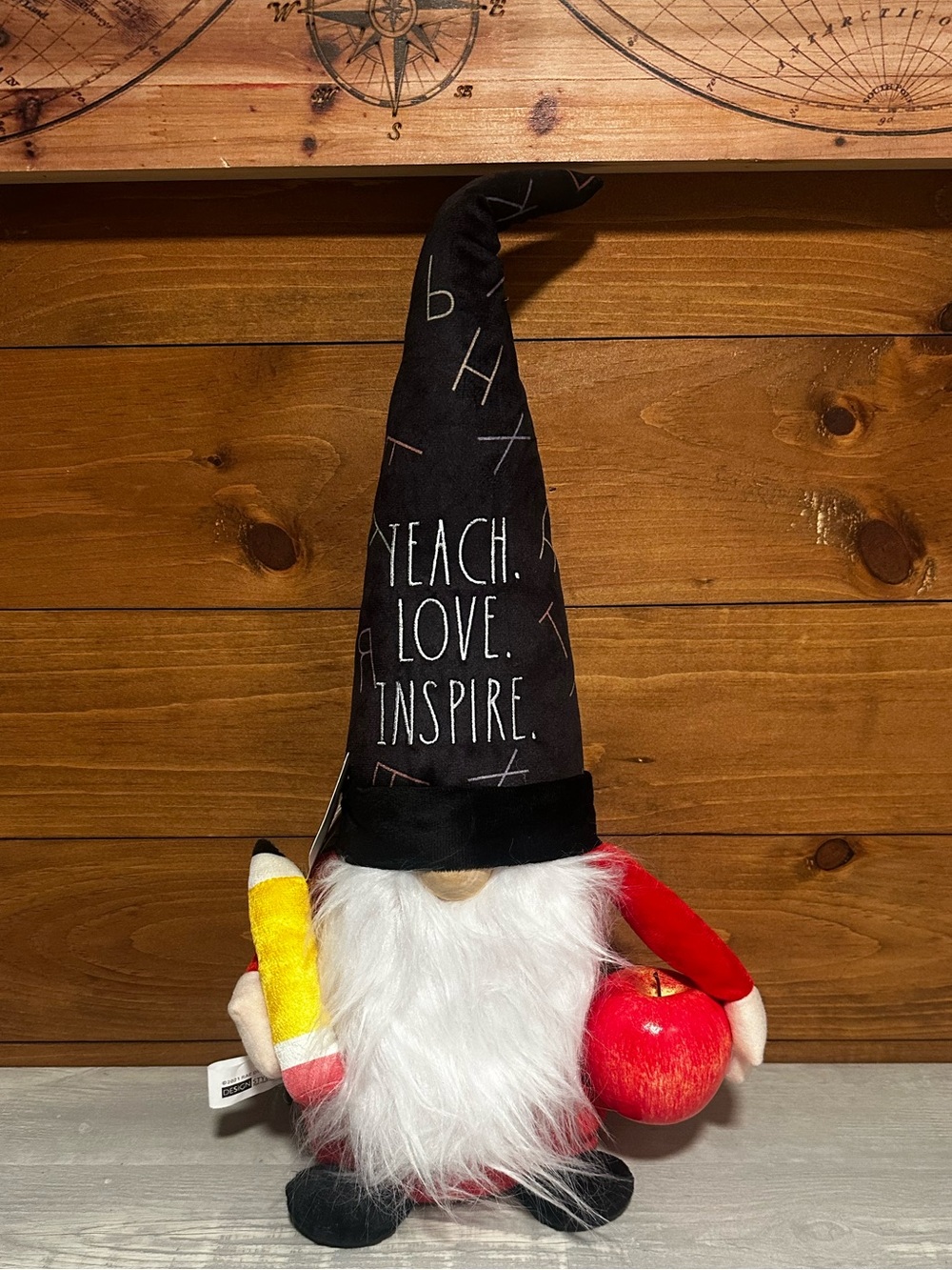 Rae Dunn Teacher Gnome - Black Hat with Red & White Accents